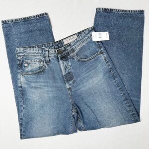 Ag Adriano Goldschmied High Rise Baggy Boyfriend Medium Blue Wash